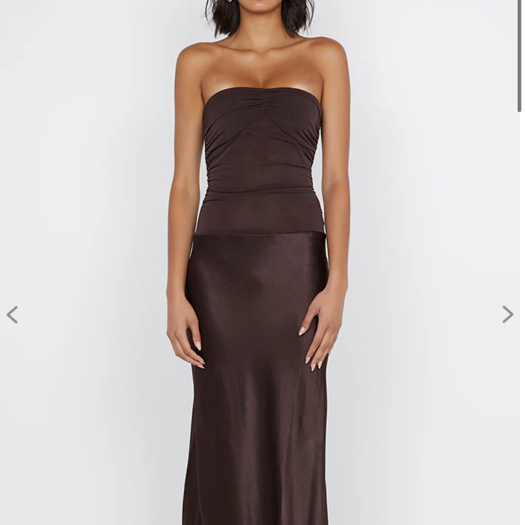Bec & Bridge Chocolate Strapless Maxi Dress